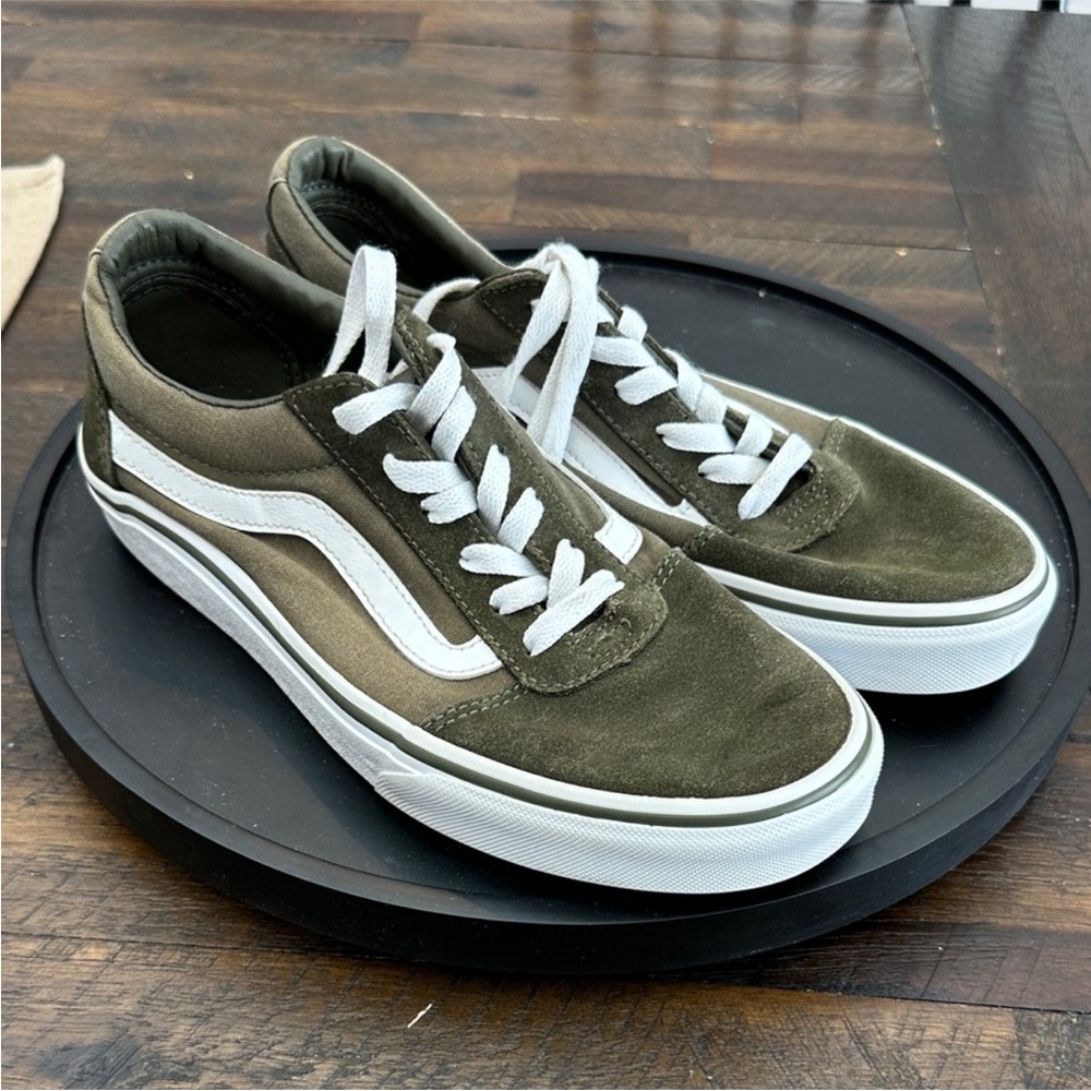 Vans Olive and White Women's Sneakers